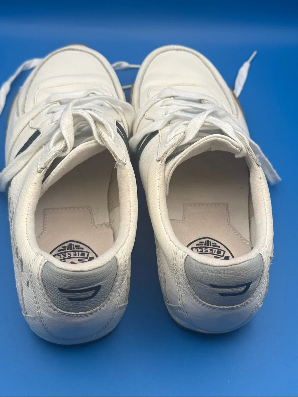 Diesel Barner White Leather Sneaker Bundle Sz 8.5